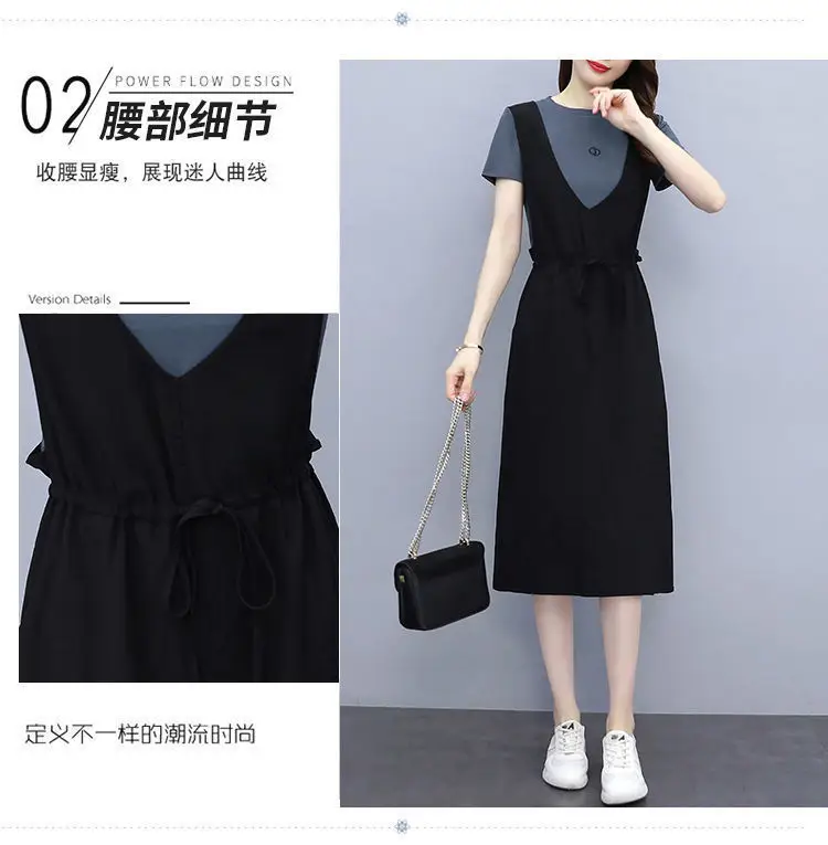 Black Strap Dress Women Long Loose Summer Casual — feature 7