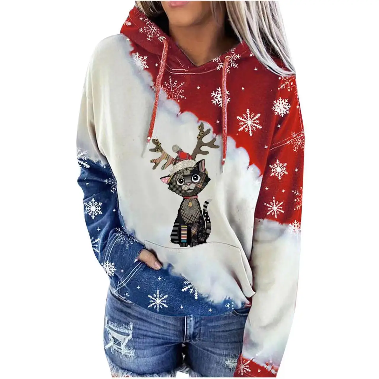 2023 Winter Deer Printed Hooded Fleece Sweater - Image 10