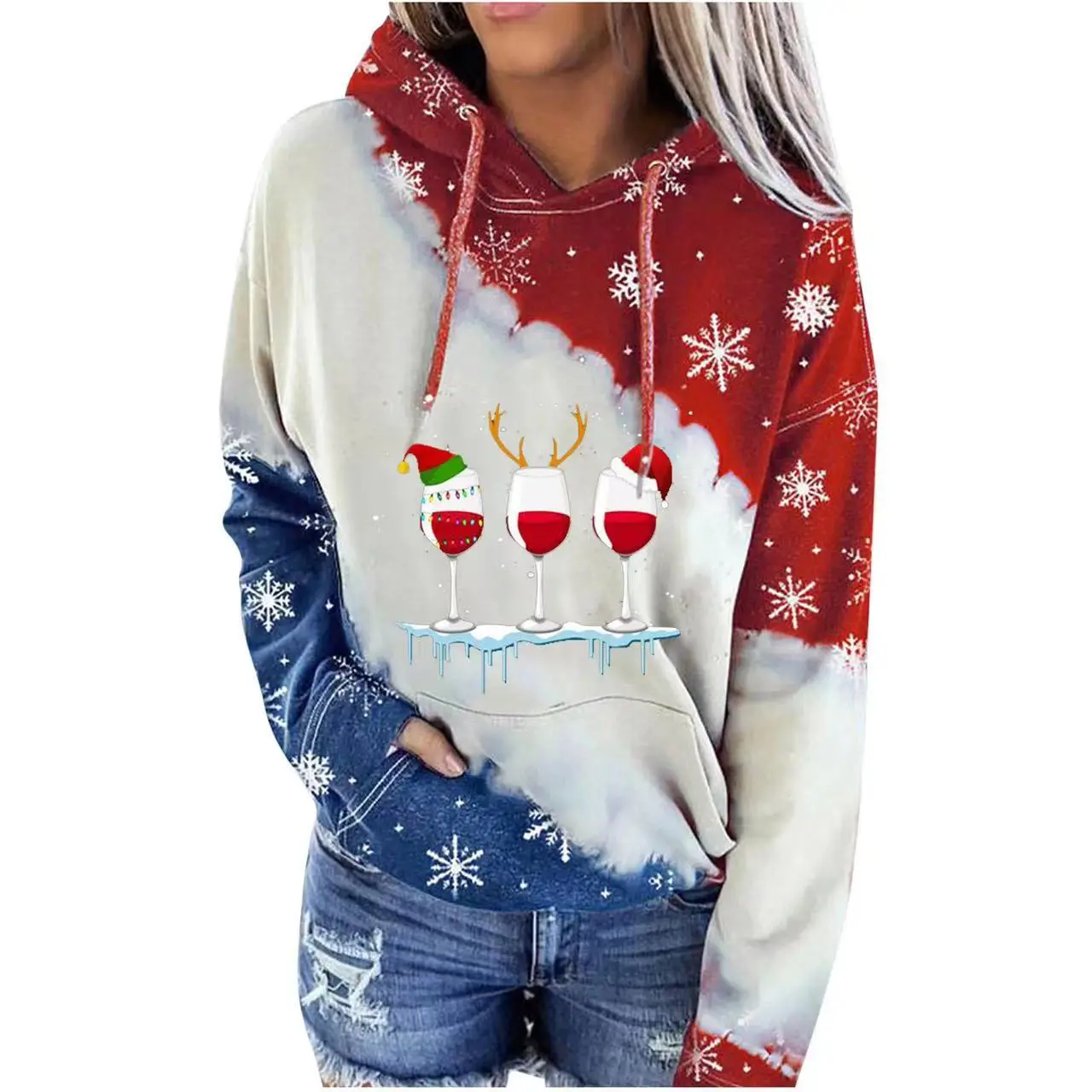 2023 Winter Deer Printed Hooded Fleece Sweater - Image 12