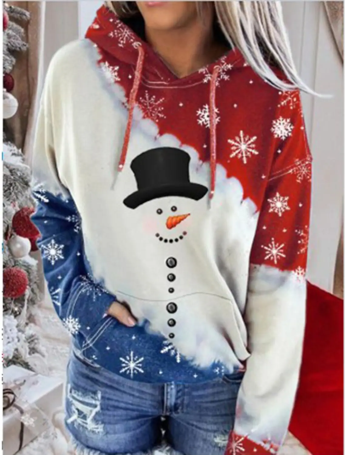 2023 Winter Deer Printed Hooded Fleece Sweater - Image 13