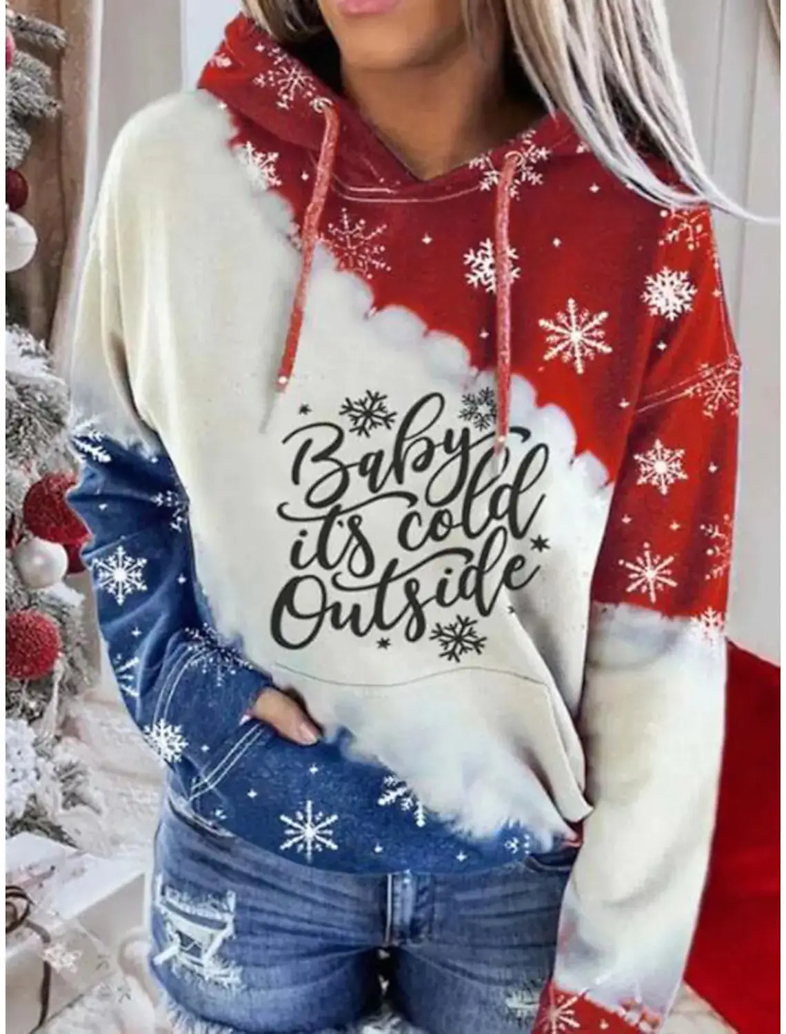 2023 Winter Deer Printed Hooded Fleece Sweater - Image 14