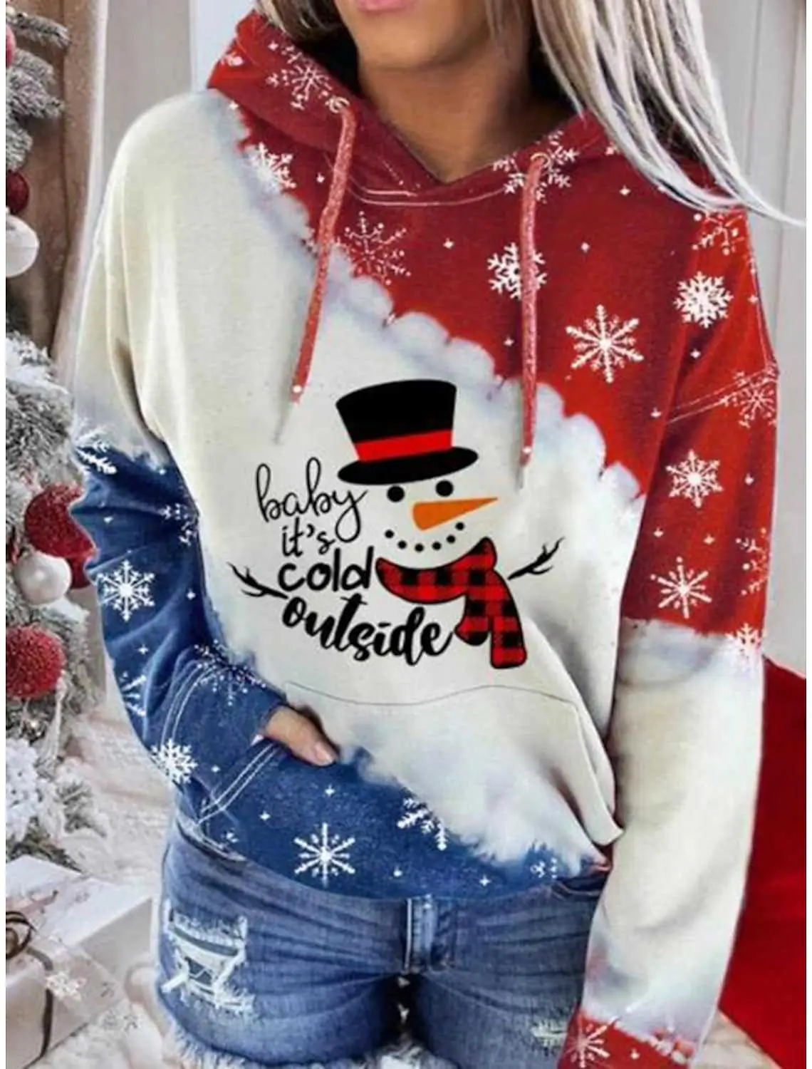 2023 Winter Deer Printed Hooded Fleece Sweater - Image 15