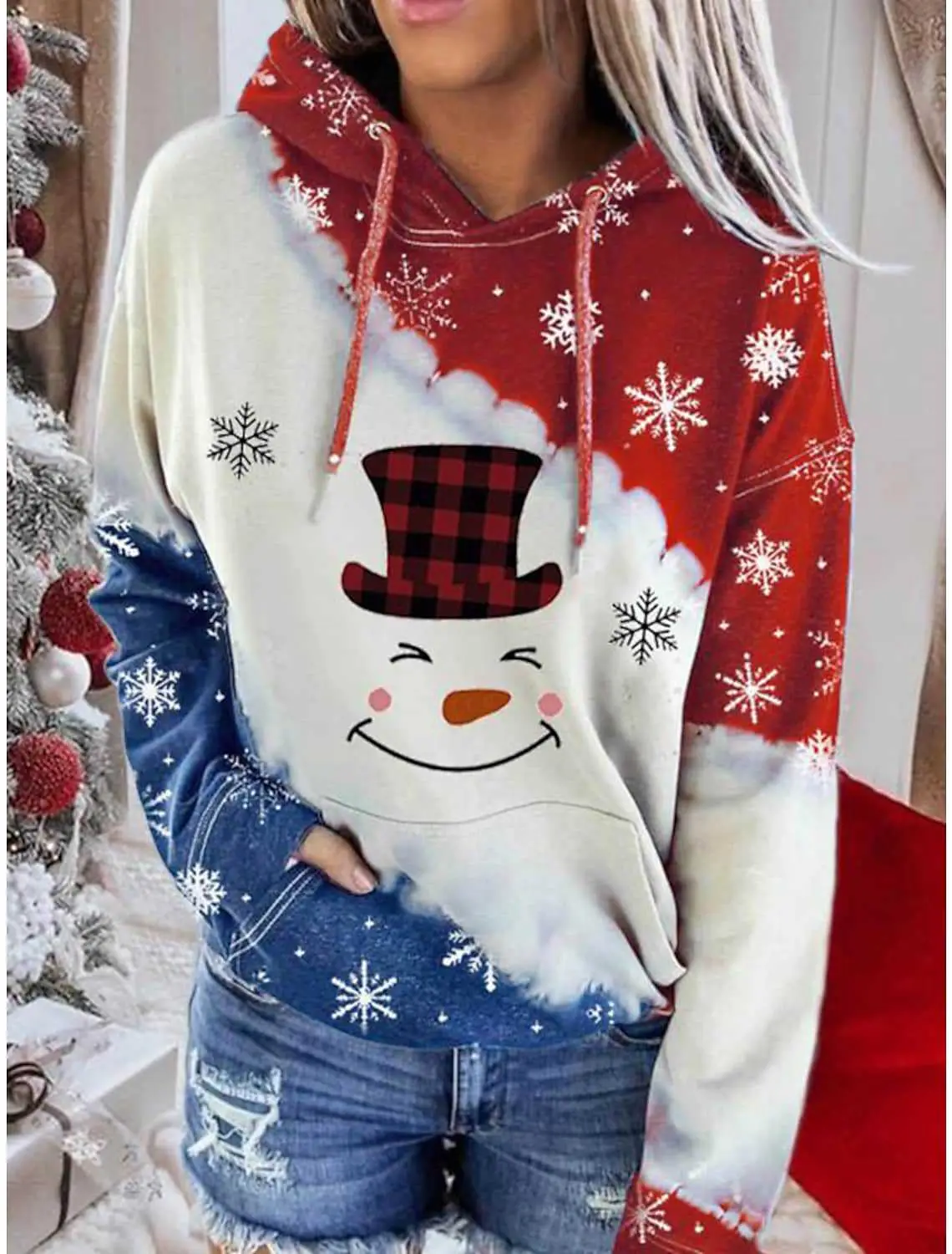 2023 Winter Deer Printed Hooded Fleece Sweater - Image 5