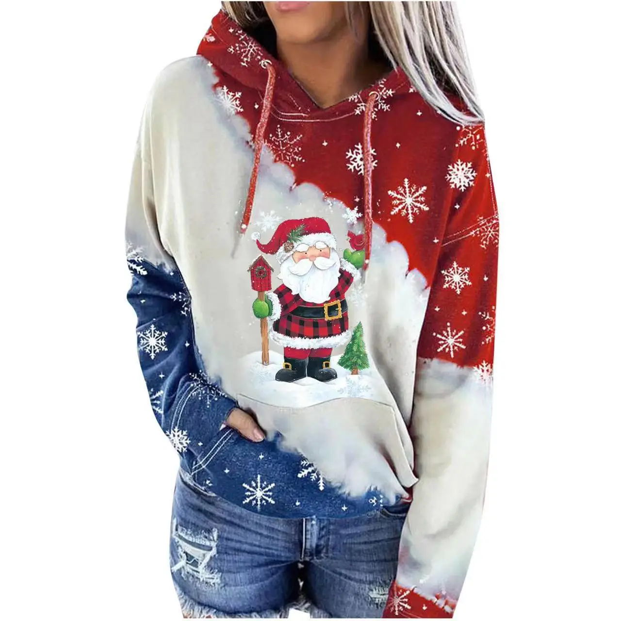 2023 Winter Deer Printed Hooded Fleece Sweater - Image 6