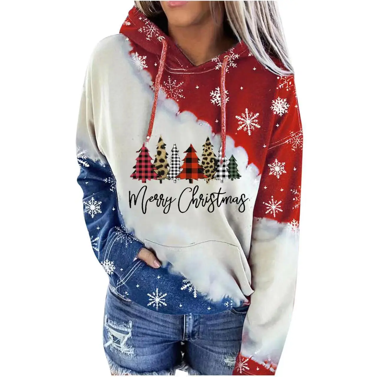 2023 Winter Deer Printed Hooded Fleece Sweater - Image 8