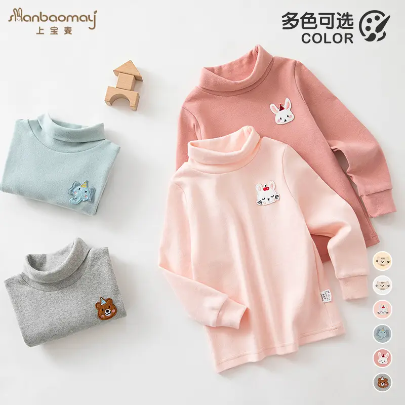 Girls Cotton T-Shirt High Collar Warm Autumn Winter - Image 8