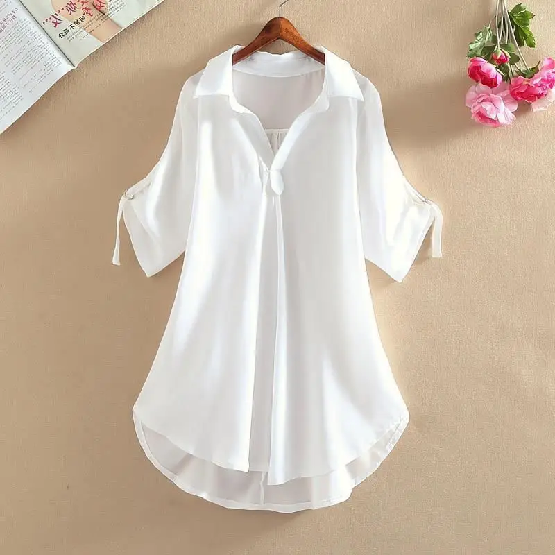Black Loose Waist Mid-Length Shirt for Women 2025 - Image 8