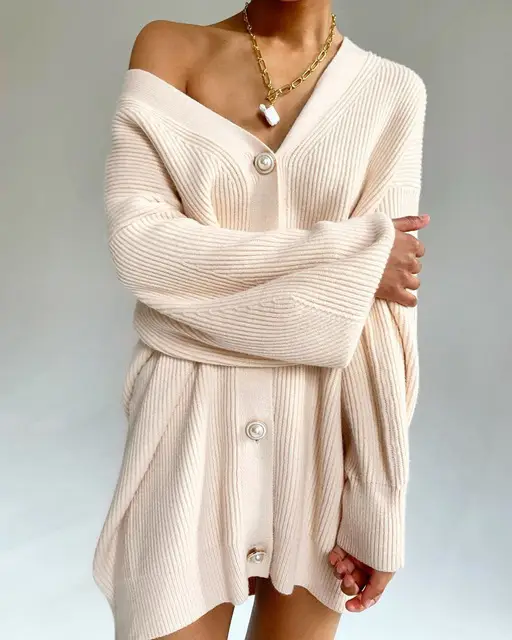Women Green Waffle Knit Long Sleeve Cardigan Coat