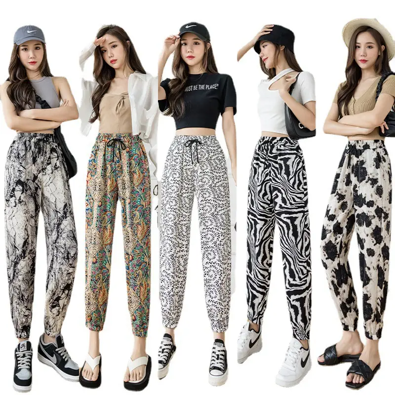 Women Ink Print Jogger Pants White Black Loose Fit - Image 22