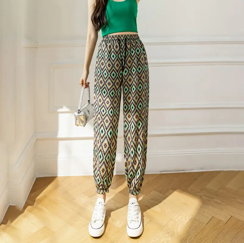 Women Ink Print Jogger Pants White Black Loose Fit - Image 10