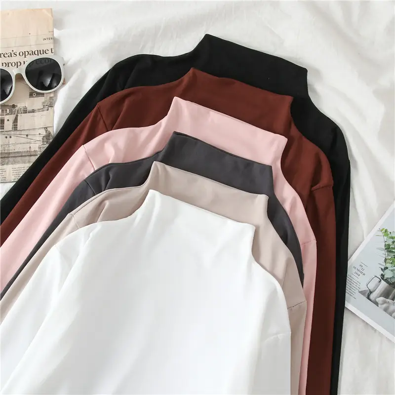 Korean Style Long Sleeve T-Shirt Women Multi Color - Image 8