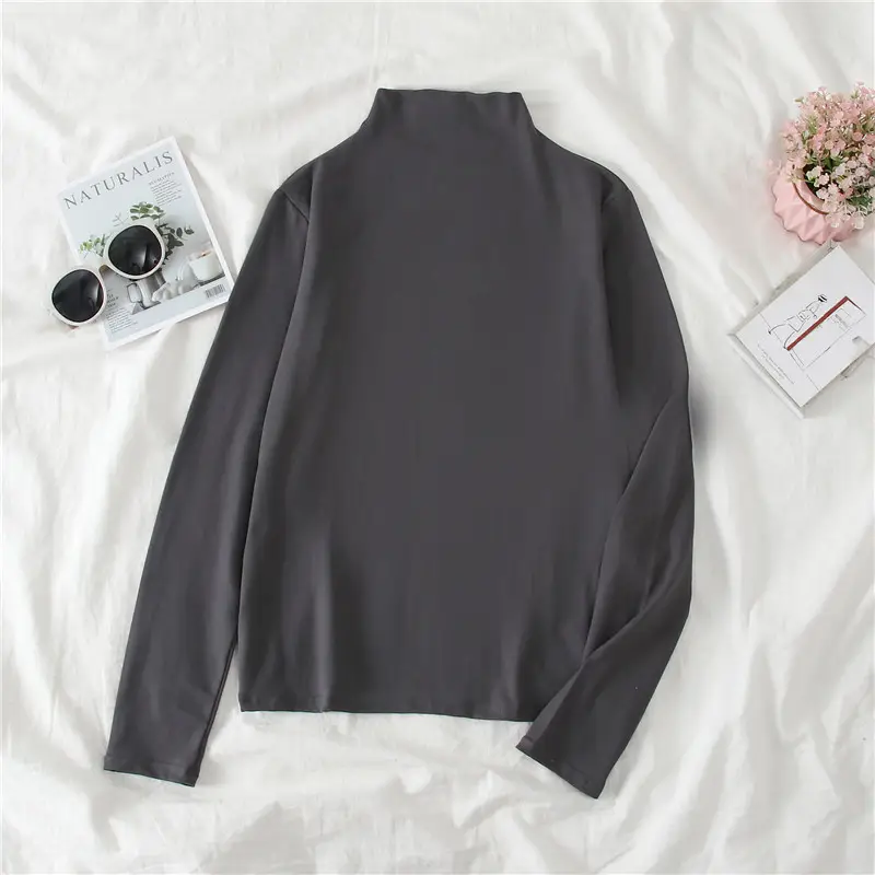 Korean Style Long Sleeve T-Shirt Women Multi Color - Image 2