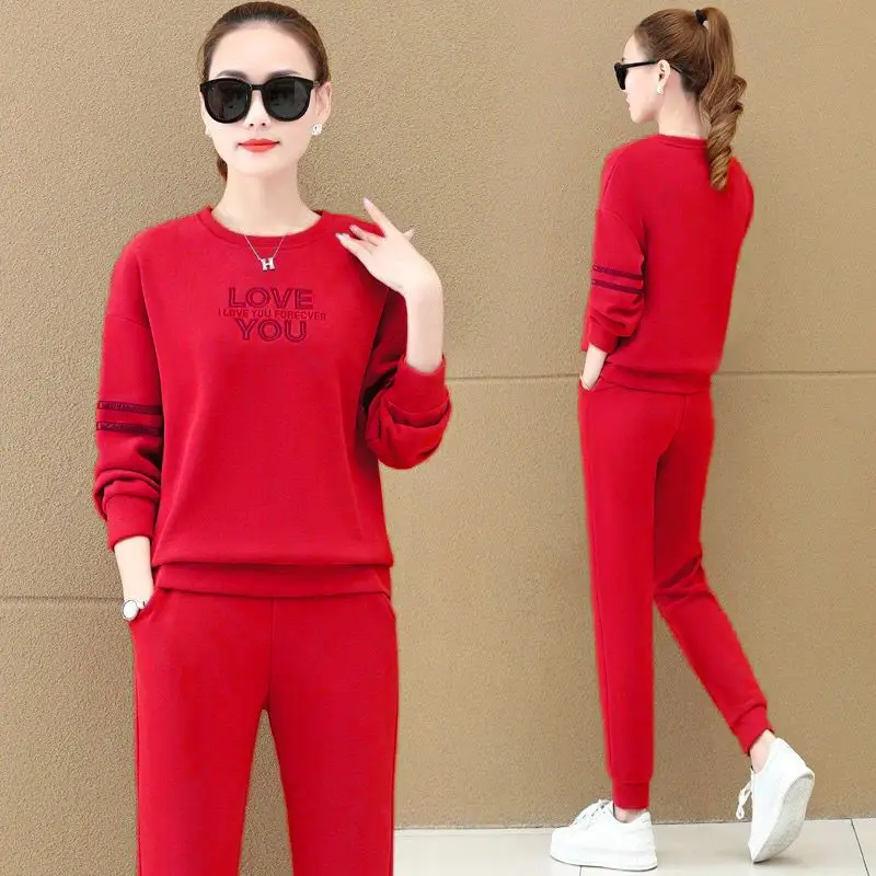 Women's 2023 Red Love Print Sweatpants Set - Image 26