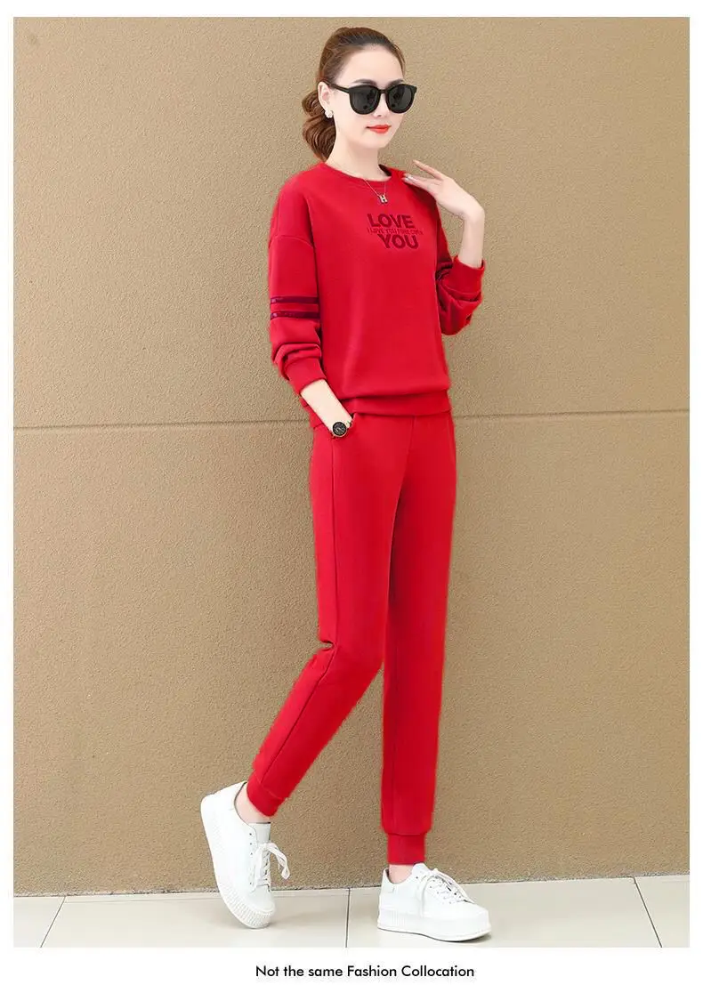 Women's 2023 Red Love Print Sweatpants Set — feature 22