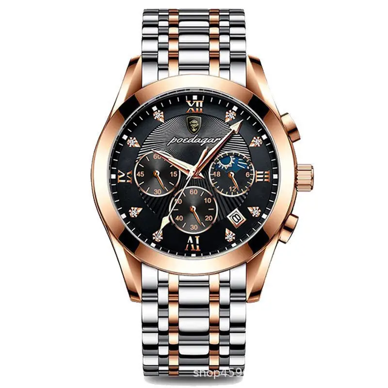 Men's Waterproof Luminous Quartz Watch with Brown Leather Belt - Image 5