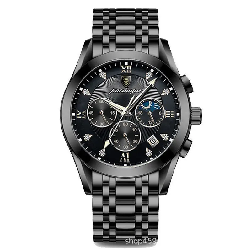 Men's Waterproof Luminous Quartz Watch with Brown Leather Belt - Image 6