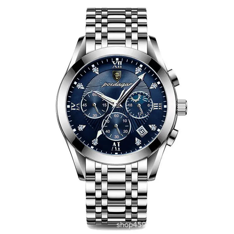 Men's Waterproof Luminous Quartz Watch with Brown Leather Belt - Image 8