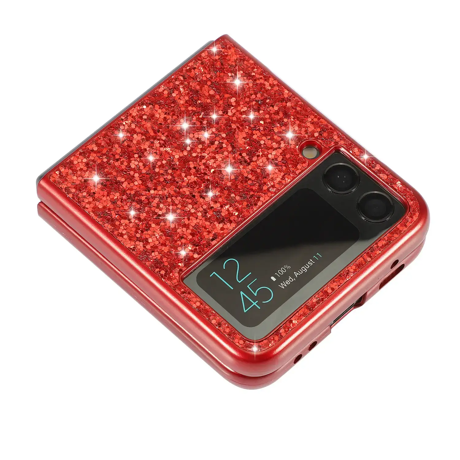 Glitter Leather Flip Phone Case Red 360° - Image 10