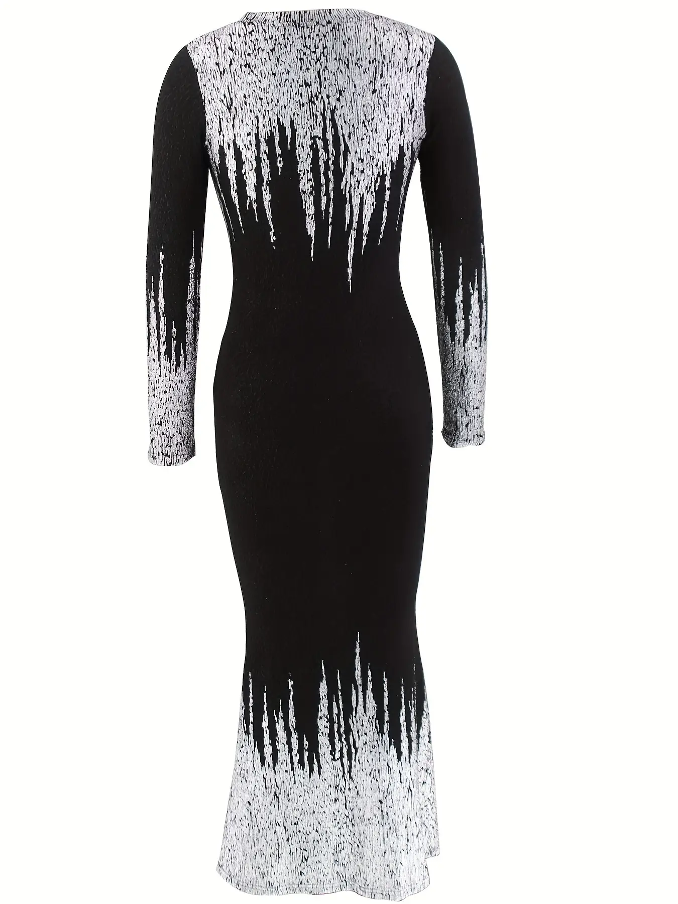 2025 Hot Stamped Fishtail Dress Blue Long Sleeve — feature 14
