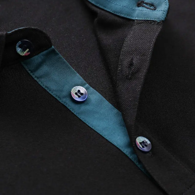 Men Black Polo Shirt with Red Trim - Image 12