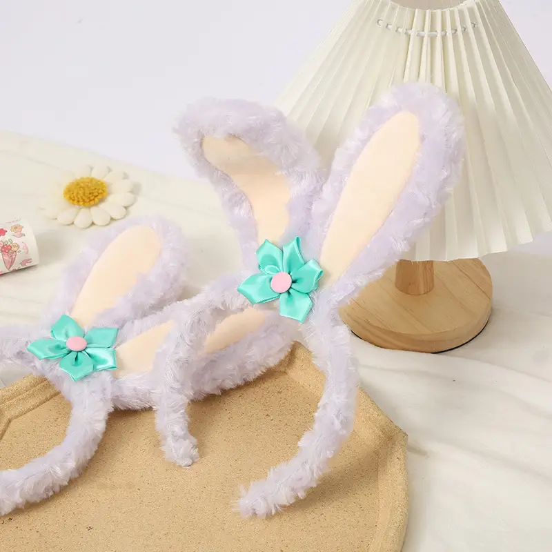 Pink Plush Rabbit Ear Hair Band for Girls - Image 22