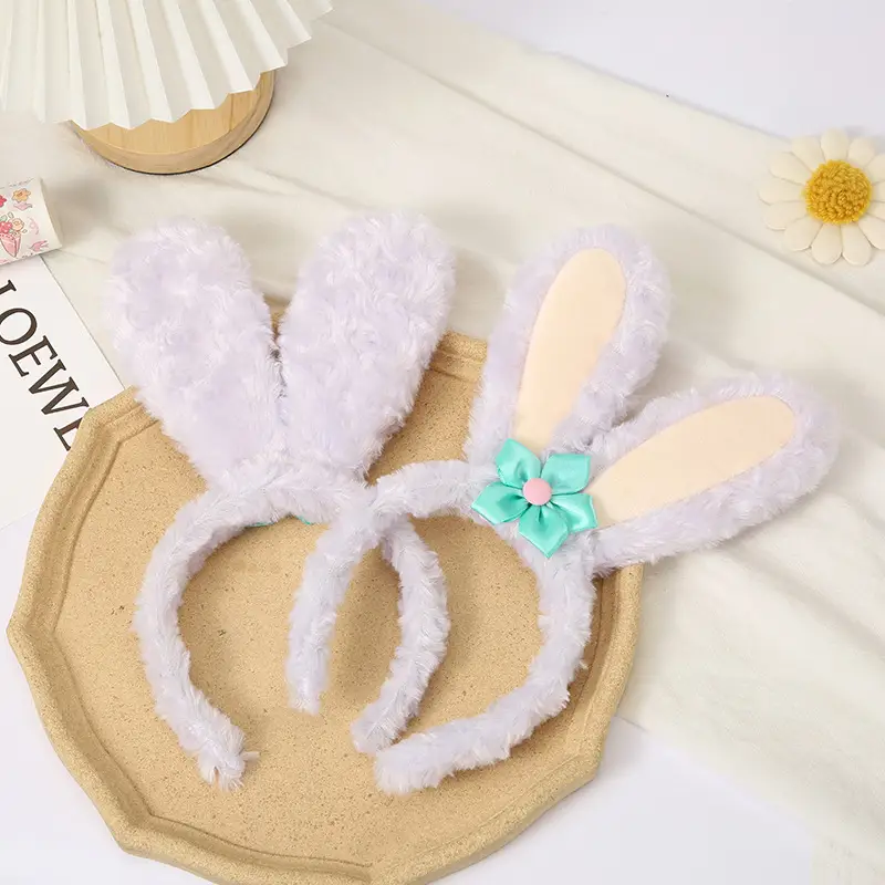 Pink Plush Rabbit Ear Hair Band for Girls - Image 23