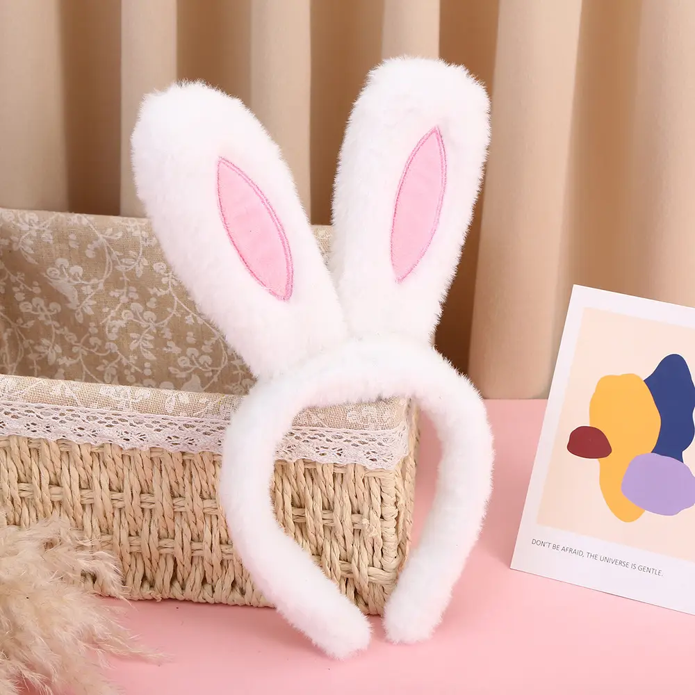 Pink Plush Rabbit Ear Hair Band for Girls - Image 11