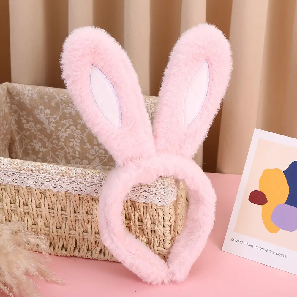 Pink Plush Rabbit Ear Hair Band for Girls - Image 12