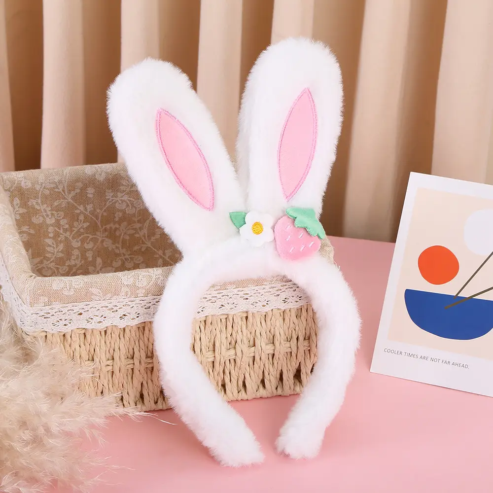 Pink Plush Rabbit Ear Hair Band for Girls - Image 14