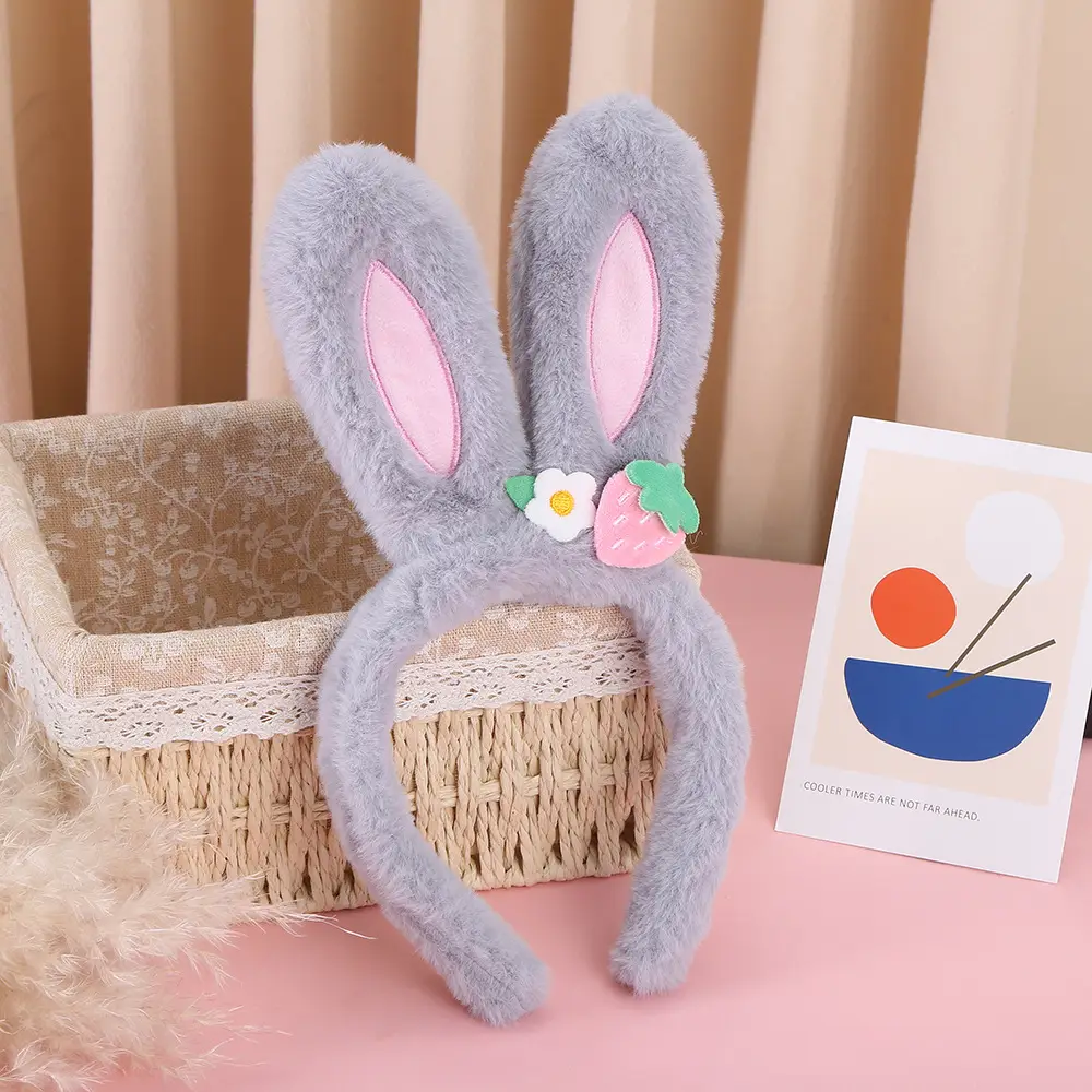 Pink Plush Rabbit Ear Hair Band for Girls - Image 16