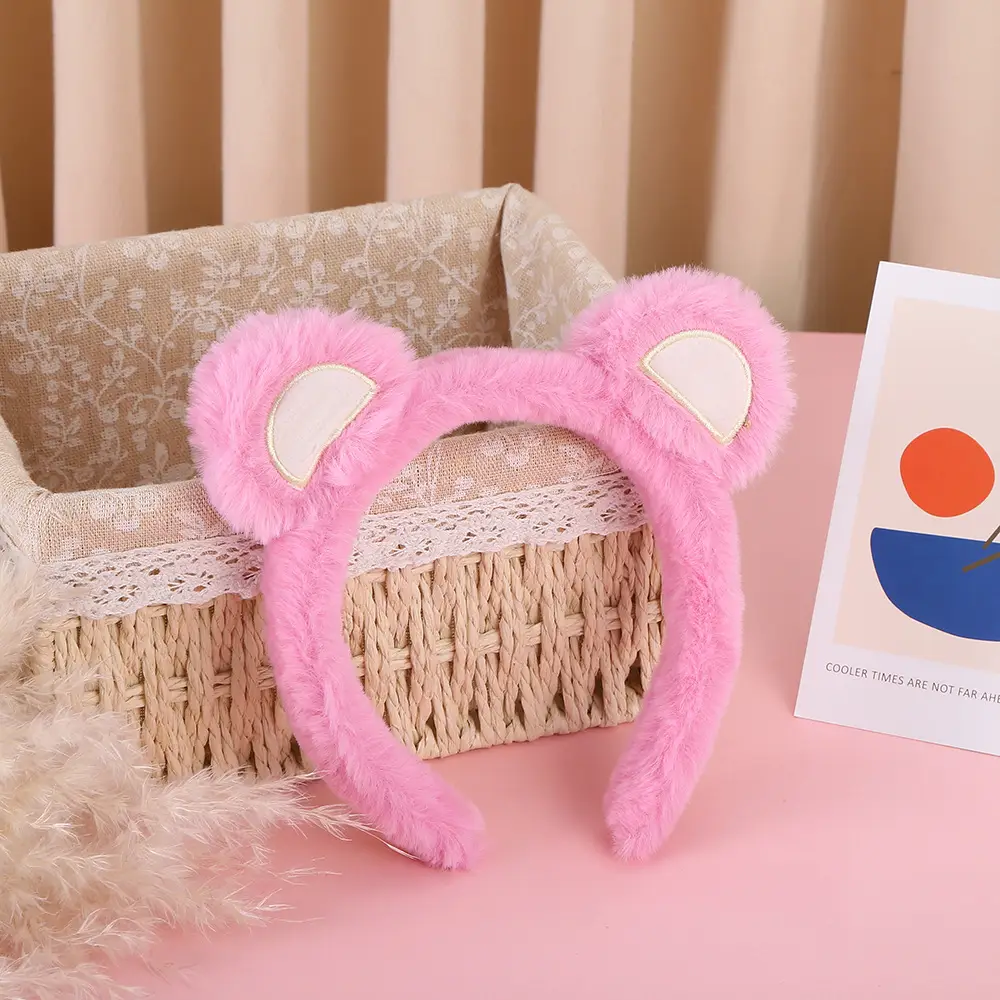 Pink Plush Rabbit Ear Hair Band for Girls - Image 17