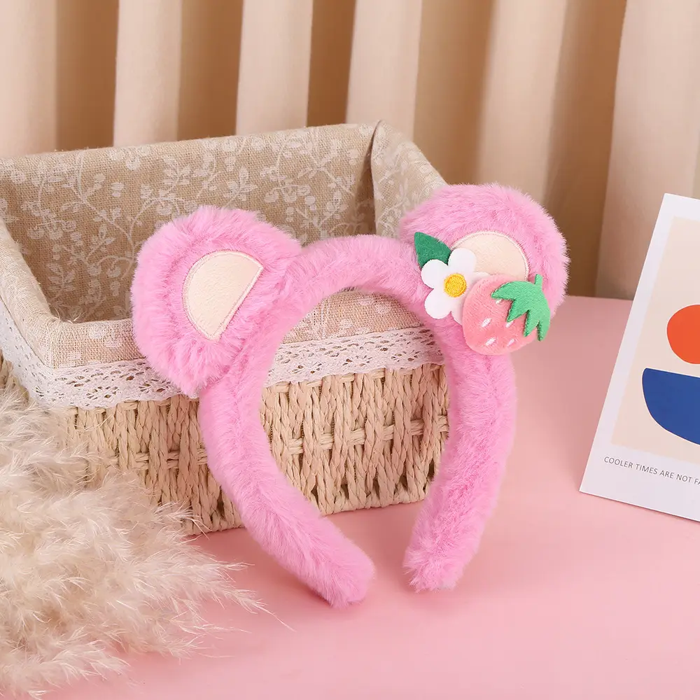 Pink Plush Rabbit Ear Hair Band for Girls - Image 19