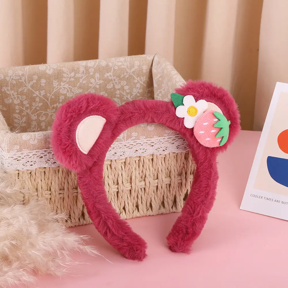 Pink Plush Rabbit Ear Hair Band for Girls - Image 20