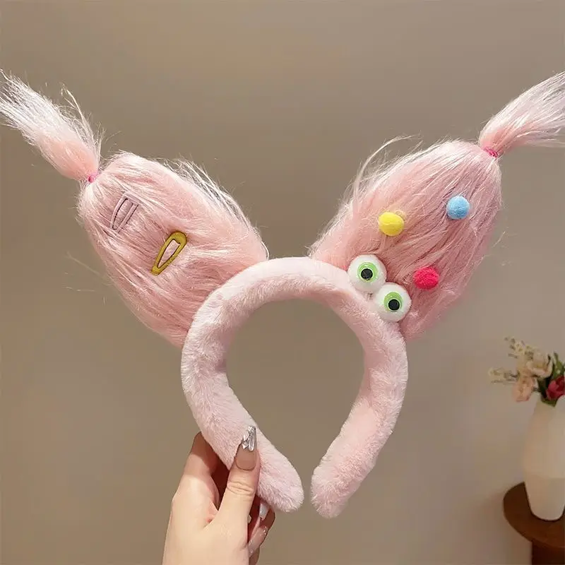 Pink Plush Rabbit Ear Hair Band for Girls - Image 5
