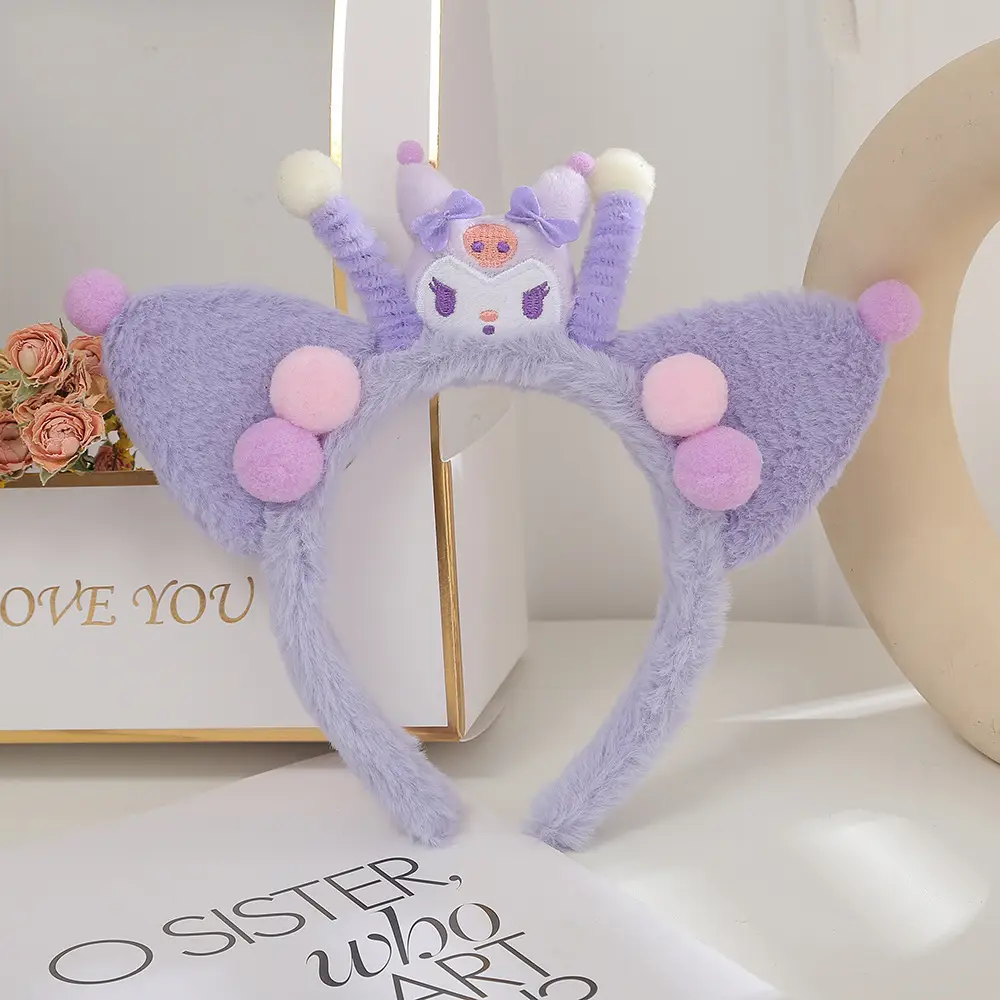 Pink Plush Rabbit Ear Hair Band for Girls - Image 9