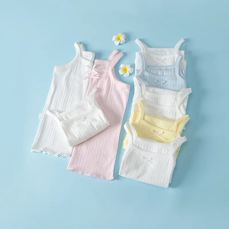 White Cotton Camisole with Lace Trim for Girls