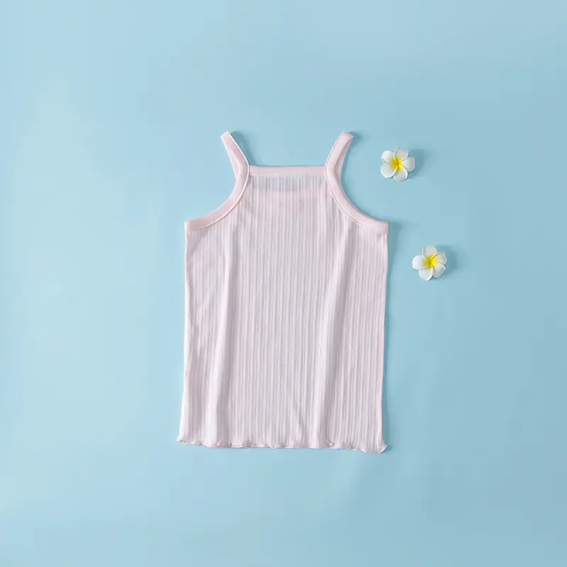 White Cotton Camisole with Lace Trim for Girls