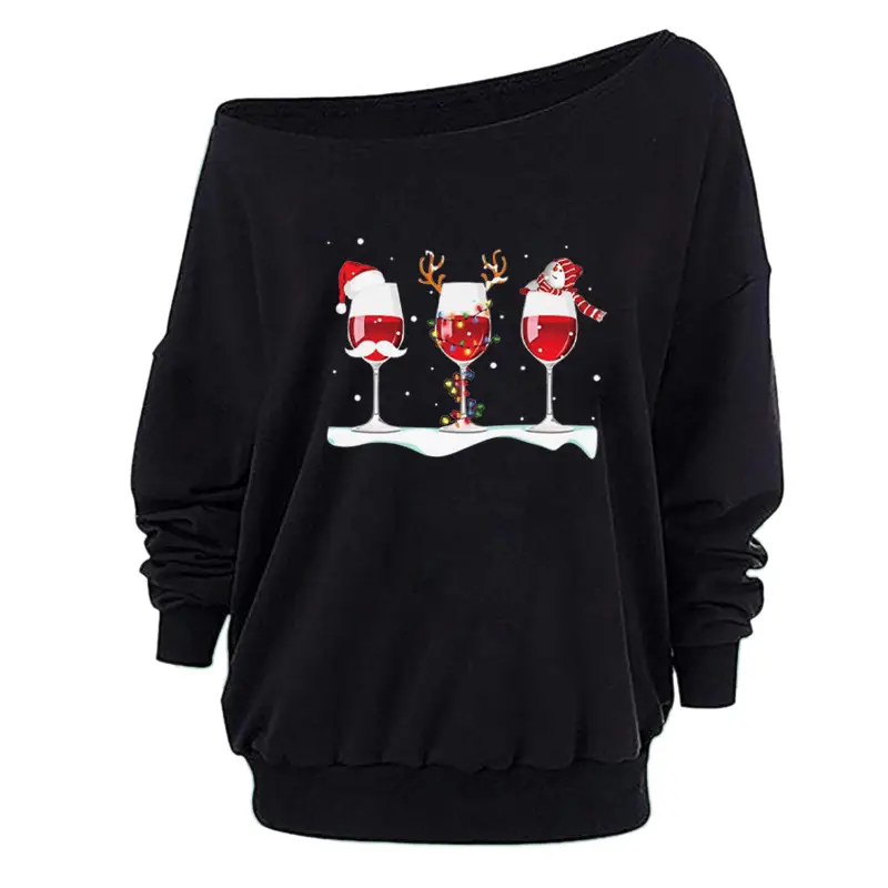 Red 3 Wine Glass Decals Sweatshirt for Women - Image 4