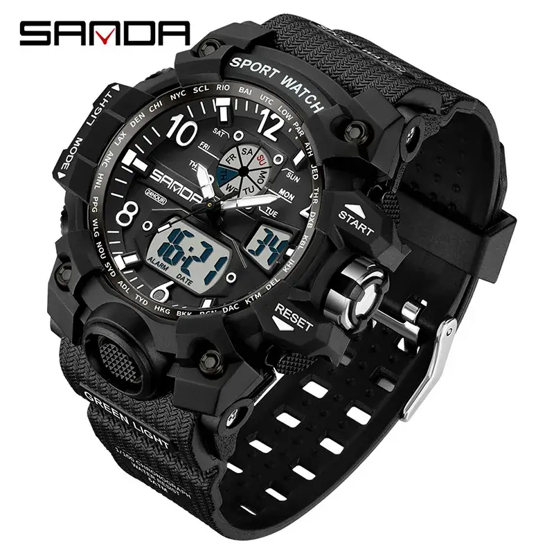 Sanda Multi-Functional Men's Digital Watch Green Black - Image 62