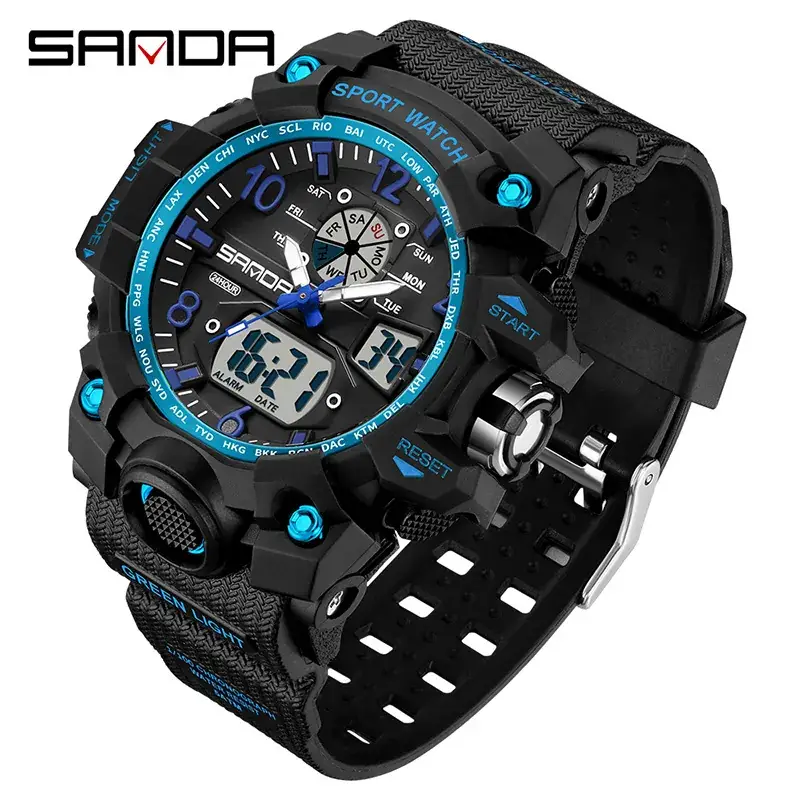 Sanda Multi-Functional Men's Digital Watch Green Black - Image 63