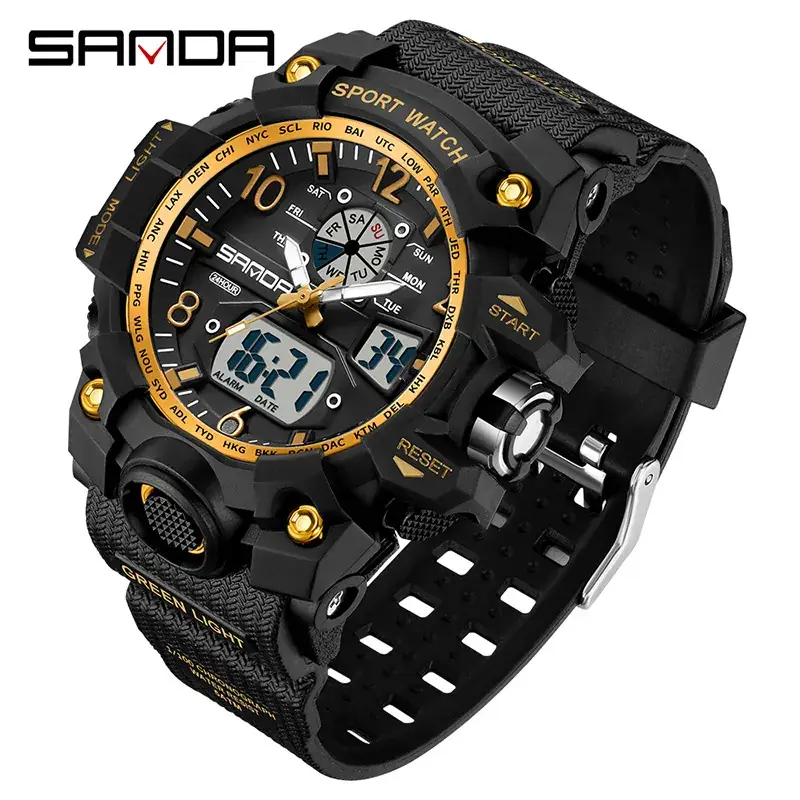 Sanda Multi-Functional Men's Digital Watch Green Black - Image 64