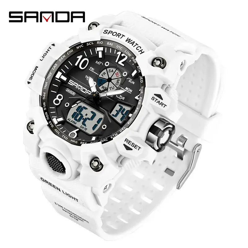 Sanda Multi-Functional Men's Digital Watch Green Black - Image 66