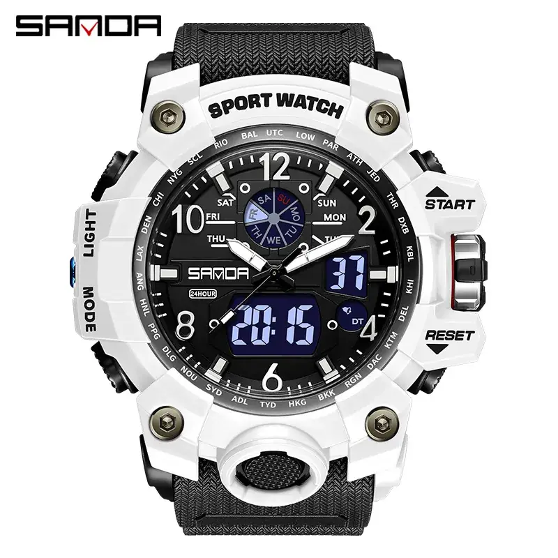 Sanda Multi-Functional Men's Digital Watch Green Black - Image 71