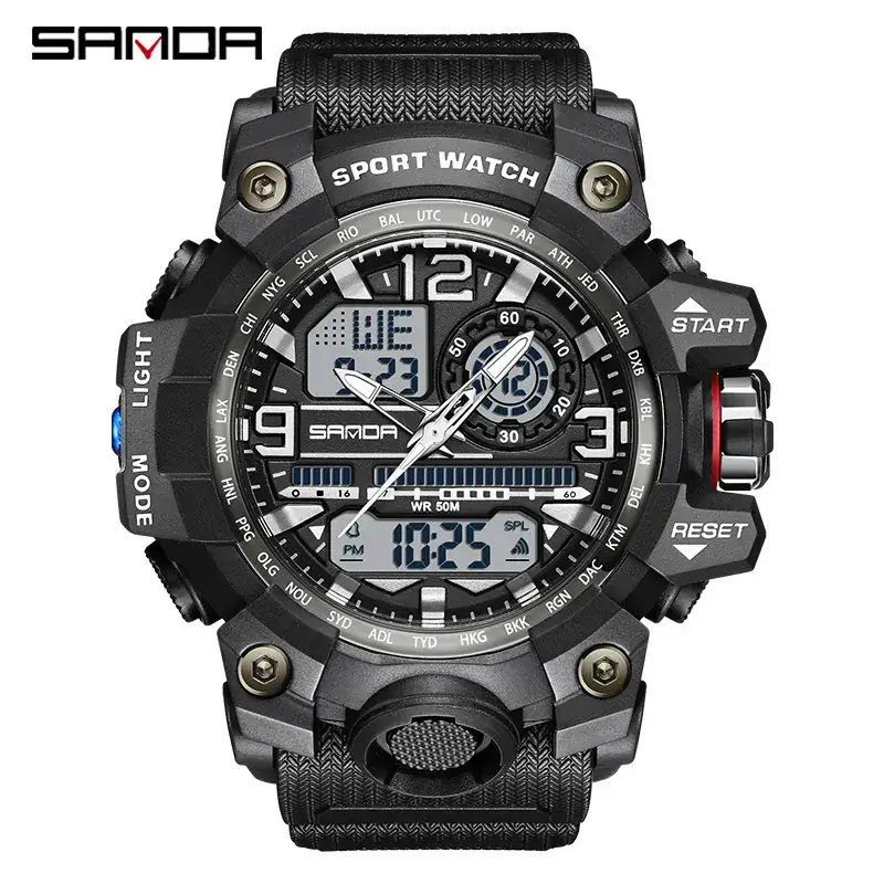 Sanda Multi-Functional Men's Digital Watch Green Black - Image 8