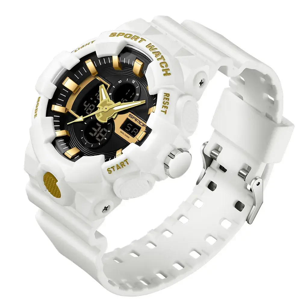 Sanda Multi-Function LED Watch for Men Women Black White Gold - Image 11