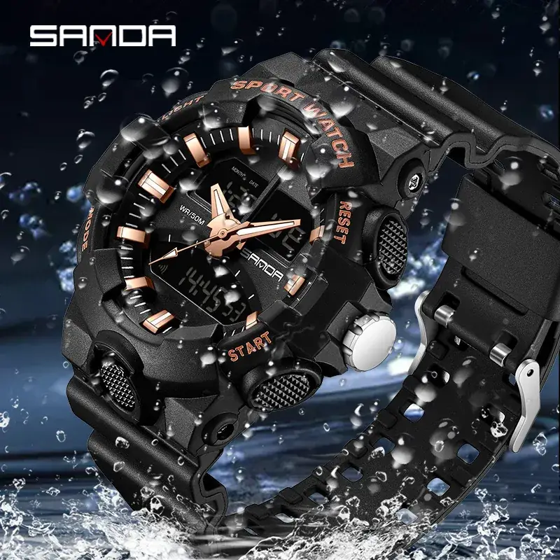 Sanda Multi-Function LED Watch for Men Women Black White Gold - Image 12