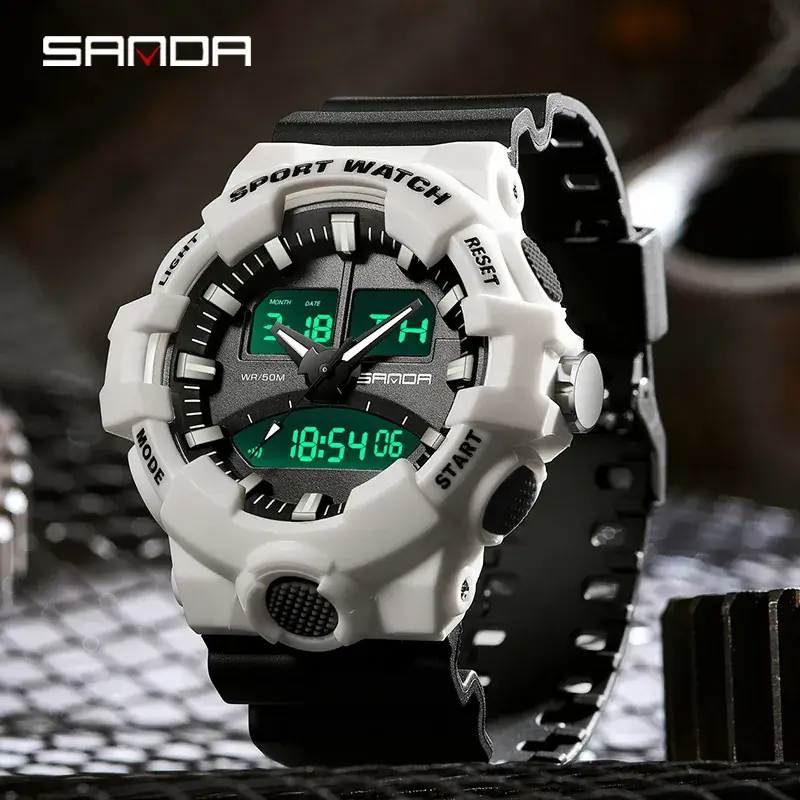 Sanda Multi-Function LED Watch for Men Women Black White Gold - Image 13