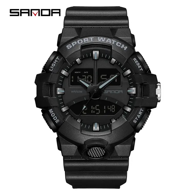 Sanda Multi-Function LED Watch for Men Women Black White Gold - Image 15