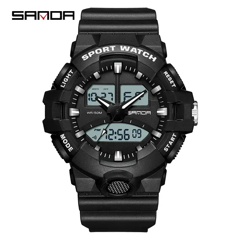 Sanda Multi-Function LED Watch for Men Women Black White Gold - Image 3