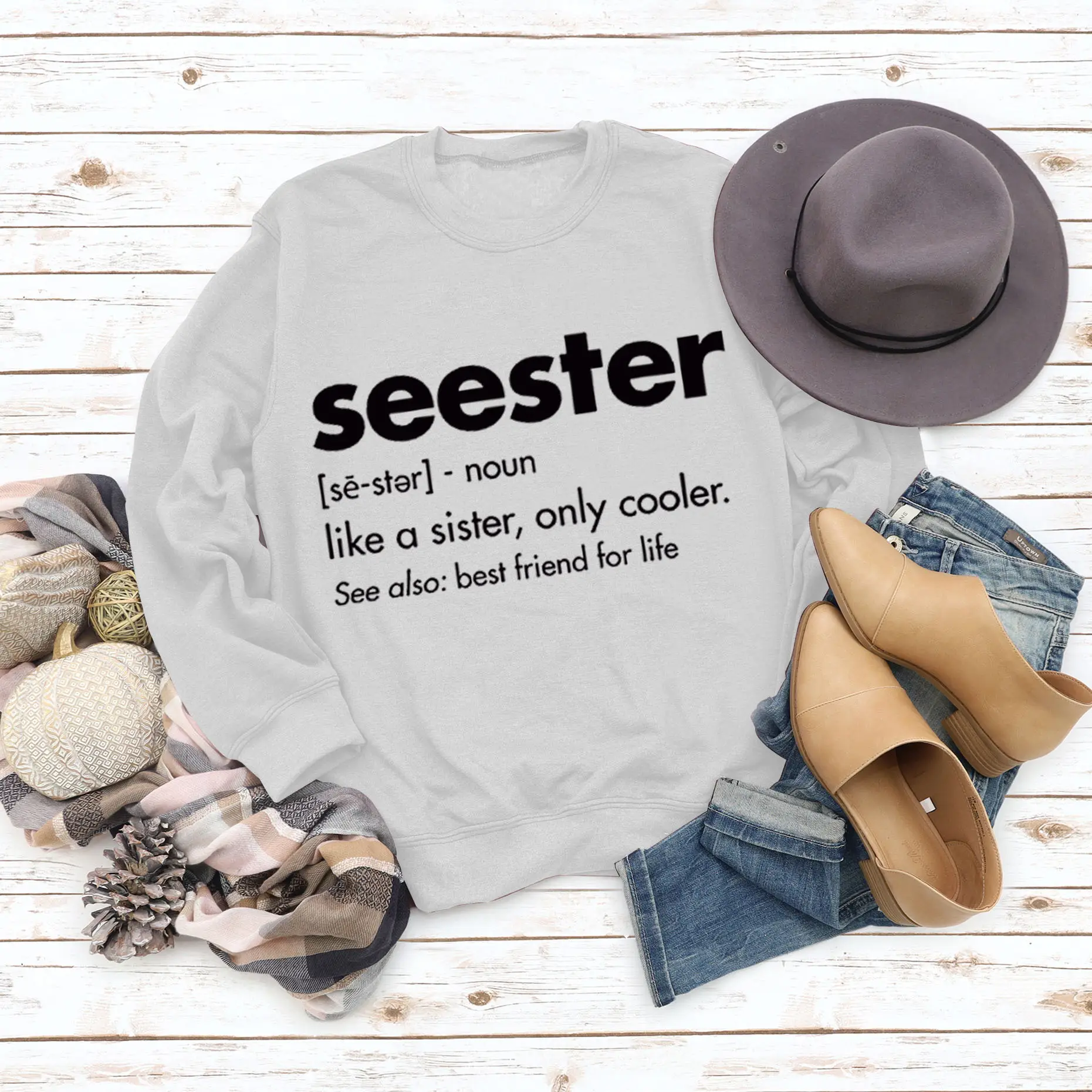Women's Blue Seester Printed Sweatshirt Long Sleeve - Image 2